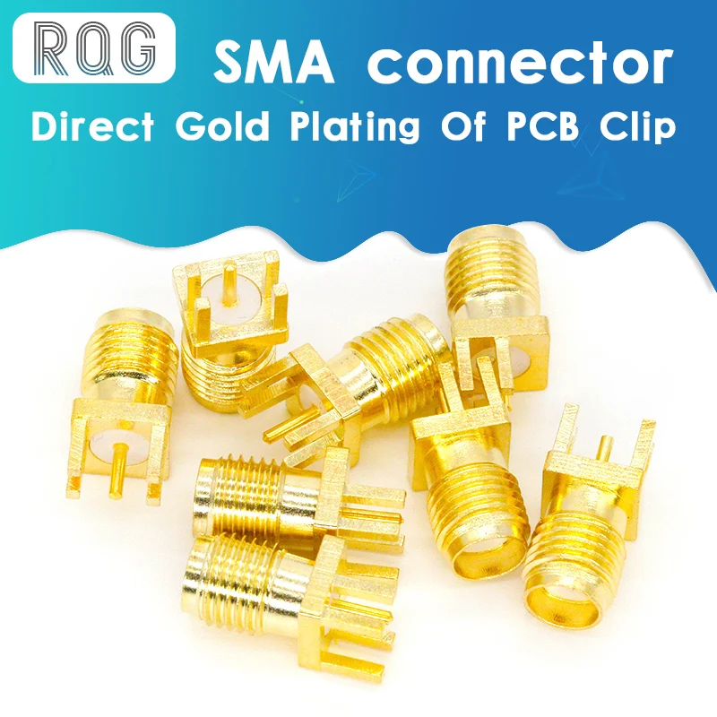 10 Uds 1,6mm SMA clavija soldadura hembra tuerca borde PCB Clip montaje recto oro plateado RF conector soldadura de receptáculo