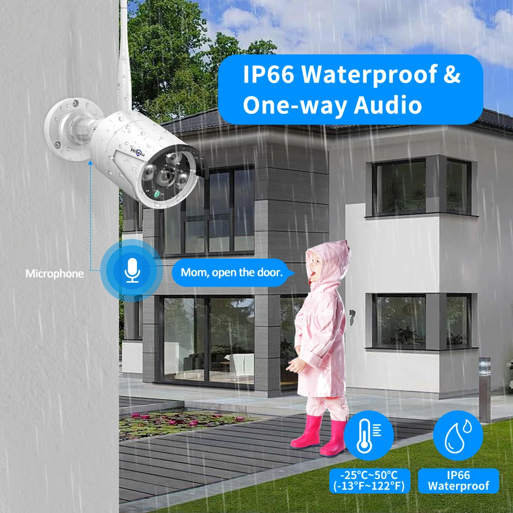 Hiseeu 8CH Wireless CCTV System 1536P 1080P NVR wifi Outdoor 3MP AI IP Camera Security System Video Surveillance LCD monitor Kit