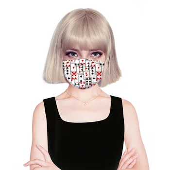 

3D Poker Printing Adult Kids Face Mask Reusable Protective PM2.5 Filter Mouth Mask Anti Dust Mask Windproof Face Masks