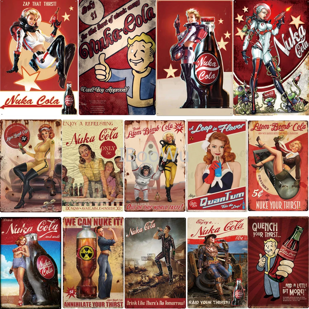 Металлическая табличка Nuka Cola винтажная Оловянная в стиле ретро Декор стен для