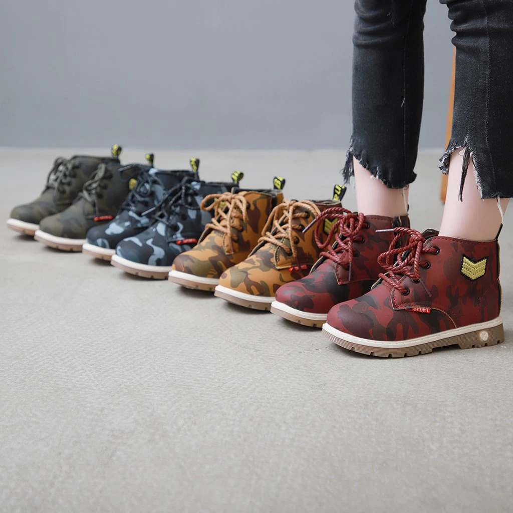 Niños Martin zapatillas Botas niños nieve Bebé Zapatos de camuflaje Casual botas de nieve zapatos de moda cálido botas de peluche infantil|Botas| - AliExpress