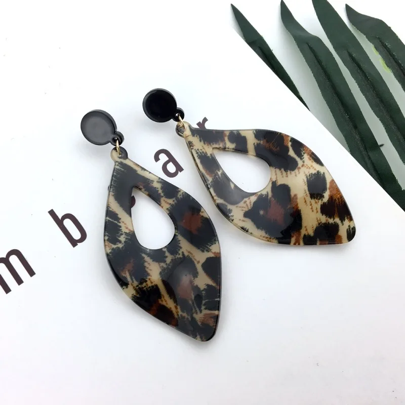 Aretes серьги Горячие пирожные ювелирные изделия преувеличенные сексуальные леопардовые геометрические Длинные акриловые серьги для женщин