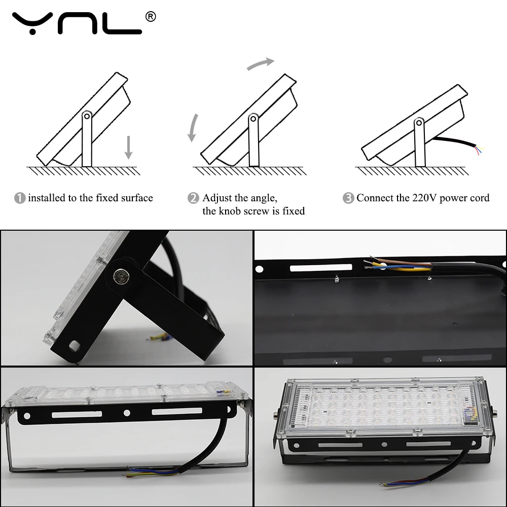 2pcs LED Flood Light 50W AC 220V 240V FloodLight Waterproof IP65 Outdoor Lighting Wall Reflector Lamp Garden Square Spotlight