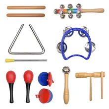 19 шт. детские музыкальные игрушечные инструменты деревянная перкуссия игрушки для мальчиков и девочек нетоксичный деревянный пластмассовый полный набор инструментов