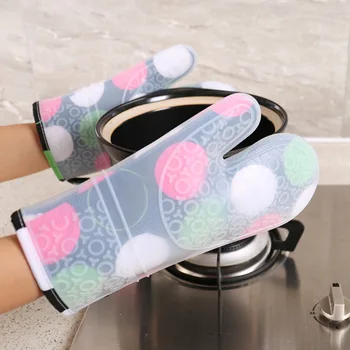 

1Pair Silicone Oven Gloves Non-stick Kitchen Portable Waterproof Housework Baking Glove Healthy Fashion Washing Thicken Anti-hot