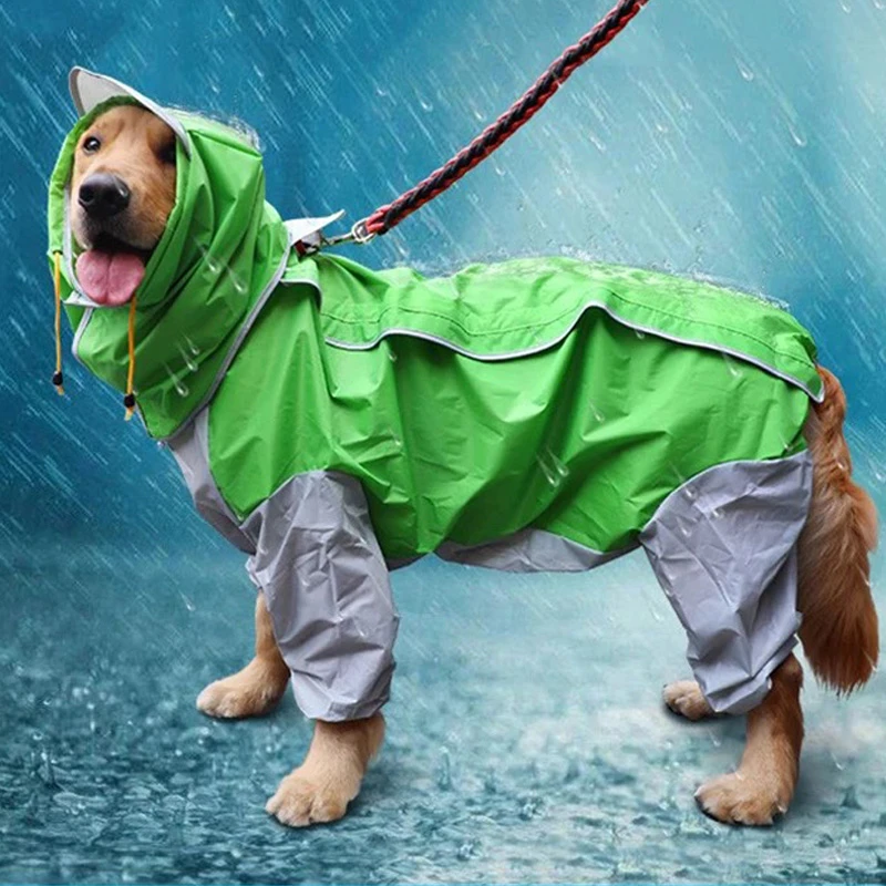 Dog Raincoat Waterproof Dog Suits Dot Rain Cape For Medium Big Dogs