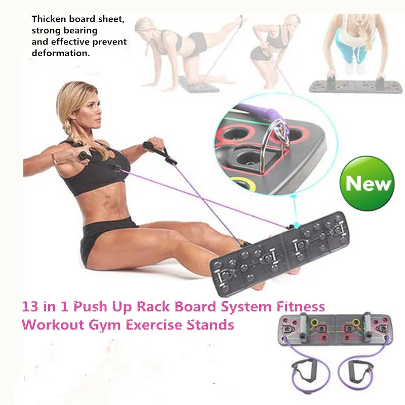 13 in 1 Push Up Rack Board System Fitness Workout Gym Exercise Stands Foldable Push-up Support Training Board