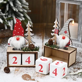 

1Pc Wood Number Calendar Table 2021 New Year Merry Christmas Decorations for Home Santa Claus Wooden Ornament Calendar