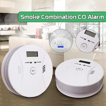 Высокочувствительный детектор угарного газа и Дымовая пожарная сигнализация с ЖК-дисплеем на батарейках Предупреждение предупреждение о дымовом CO газе
