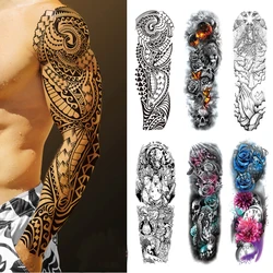 10 Designs Waterproof Temporary Tattoo Stickers Full Arm Large Skull Old School Tatoo Stickers Flash Fake Tattoos for Men Women