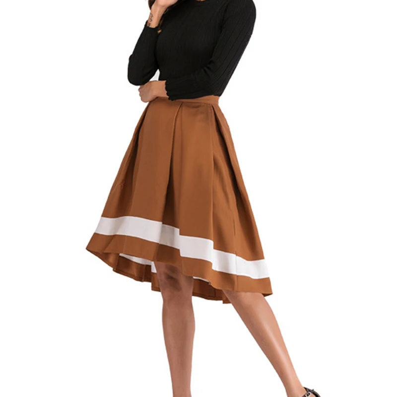 Женская Летняя асимметричная Офисная Женская юбка с высокой талией, плиссированная повседневная юбка, высокая и низкая юбка «Ласточкин
