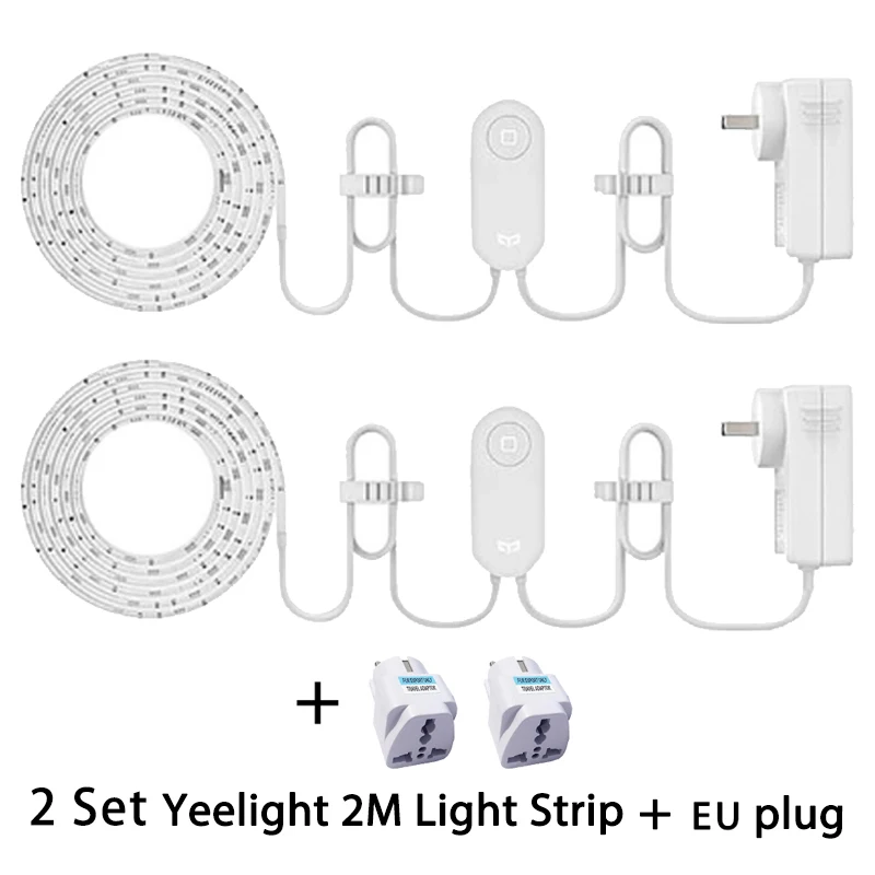 2pcs add DE Plug Yee светильник RGB светодиодный 2 м умный светильник-полоса умный дом для Mi Home приложение WiFi работает с Alexa Google Home Assistant 16 миллионов красочных - Комплект: 2pcs add DE Plug