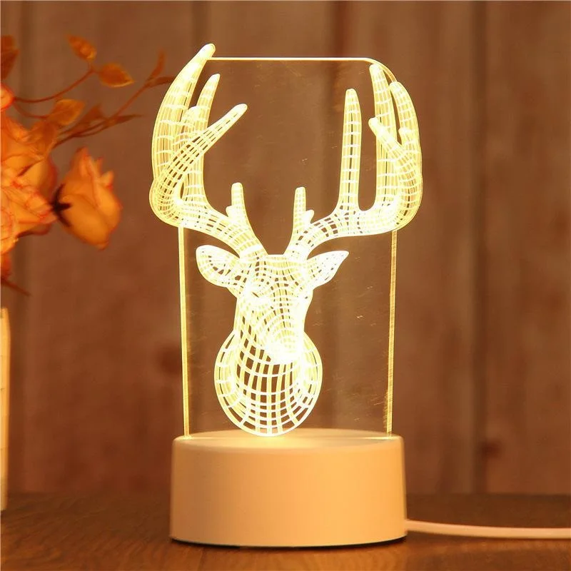 Key switch 3d Desk Lamp White base Lovely Moderne Table Lamps For Living Room baby room 3d lights wholesale