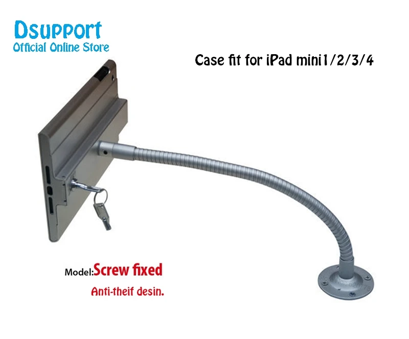 Apto para Ipad Suporte de Montagem na Parede Mini Novo Tablet Display Flexível Gooseneck Segurança Cofre Bloqueado Caixa Metal Braço 12345 pc - Imagem 2