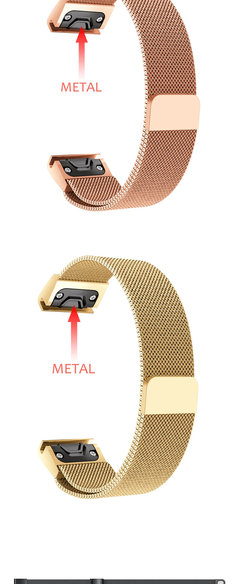 Миланский Магнитный быстросъемный металлический ремешок easyFit из нержавеющей стали для наручных часов Garmin Fenix 6S 6X6 Pro 5/5S/5X Plus