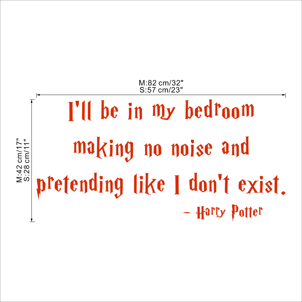 Classic Wall sticker Harry Potter Art mural Quote "I'll be in my bedroom making no noise Removable Decal home decor