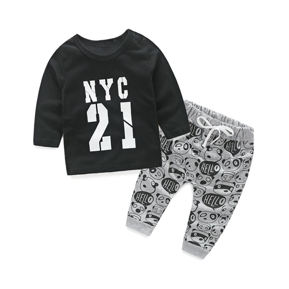baby knitted clothing set top and top Unisex Toddler Baby Boys girls Casual Clothing Sets Long Sleeve Letter Tshirt+Pants 2Pcs Infant Clothes Tracksuit baby girl cotton clothing set