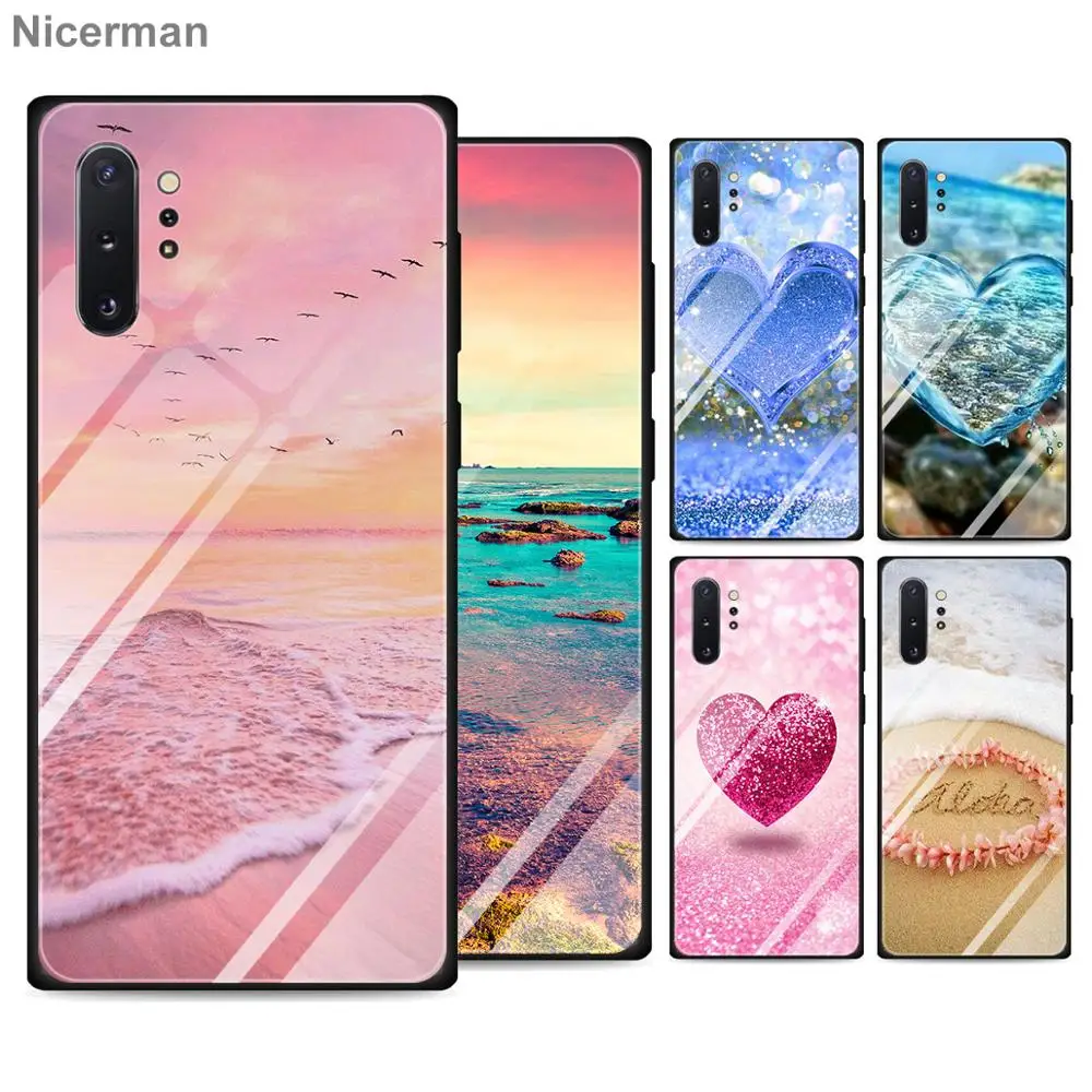 

Summer Beach Hawaii Aloha Sea Ocean Tempered Glass Cases for Samsung Galaxy S10 S8 S9 Plus S10e Note 9 10 Plus A50 A30 Cover Coq