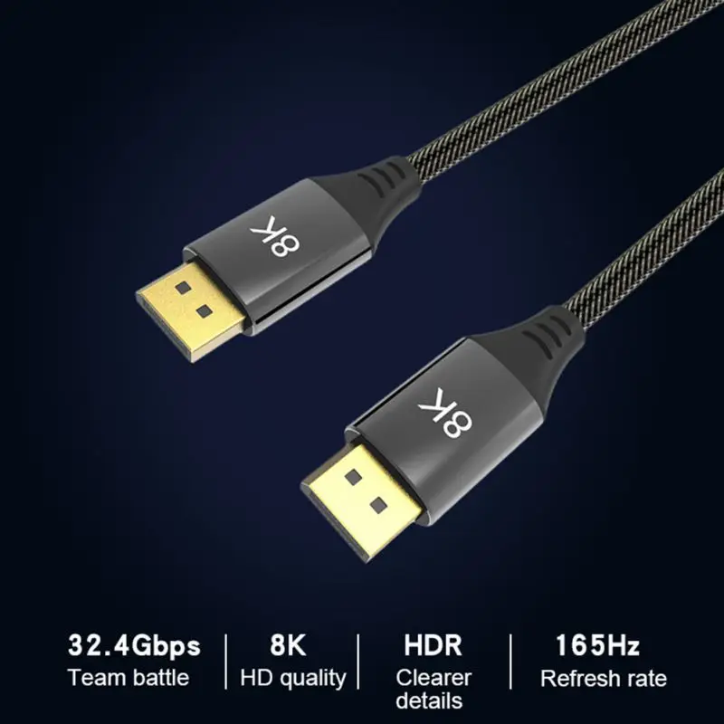 

0.5M/1M/1.5M/2M DP Cable 8K HD Clear Display Port Cord DP1.4 For TV Computer Monitor Projector New