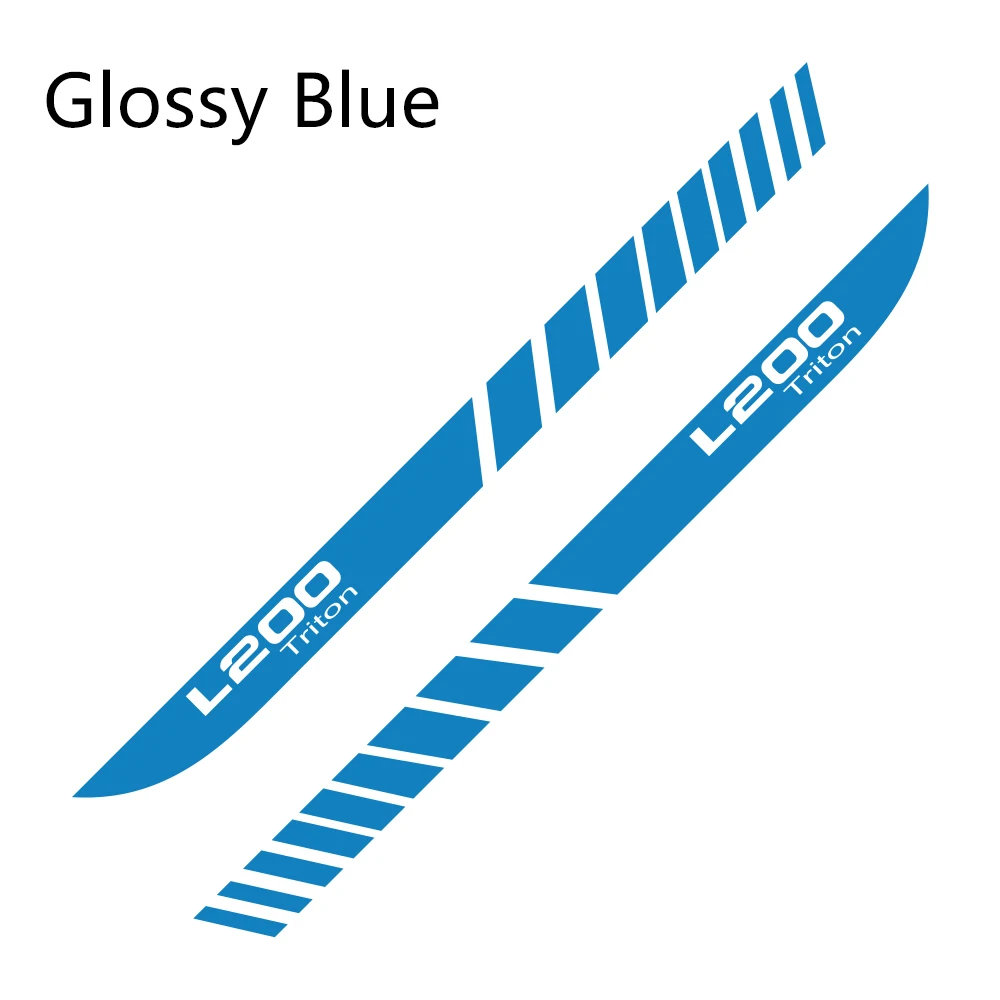 Glossy Blue 2 шт. для Mitsubishi L200 Triton Авто спортивный автомобиль длинные боковые полосы наклейки DIY виниловая пленка Стайлинг Наклейки тюнинг автомобиля аксессуары - Название цвета: Glossy Blue