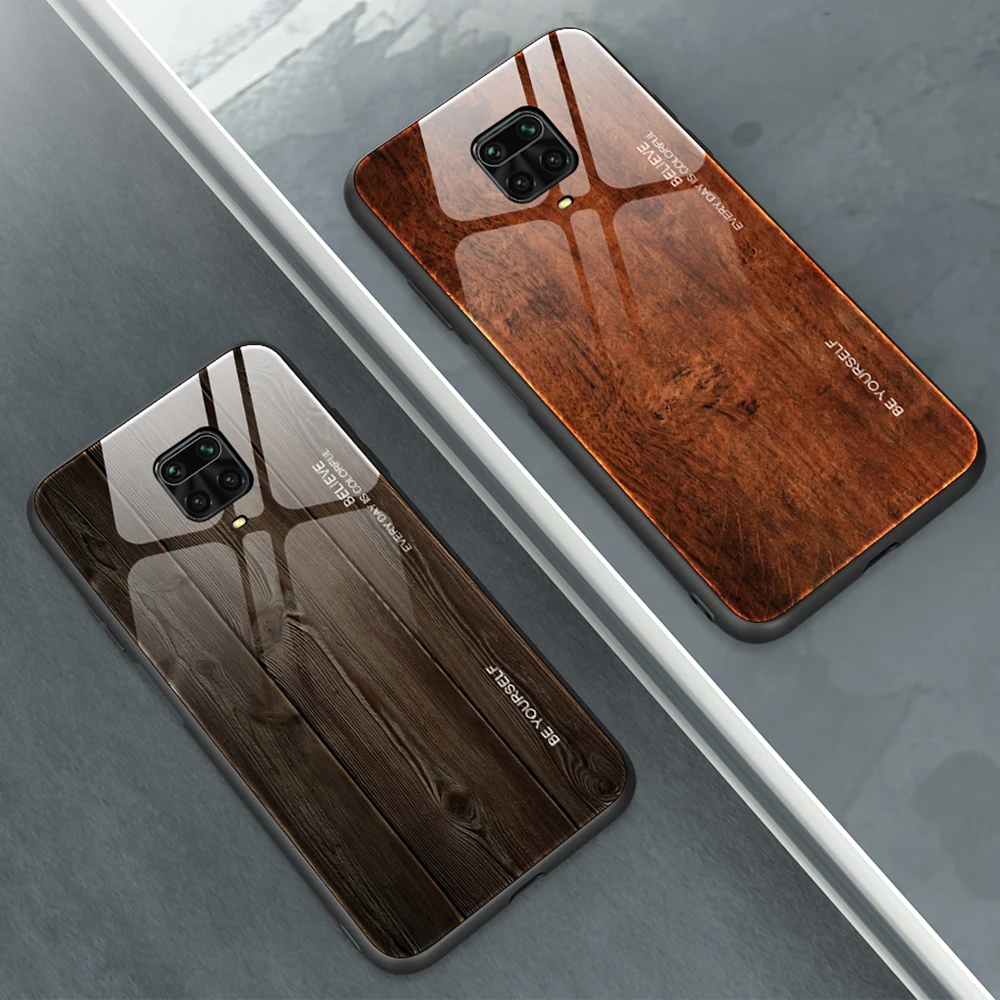 Чехол из закаленного стекла с деревянными венами для Xiaomi Mi Note 10 9T 10T Pro чехол Redmi 9 8 7