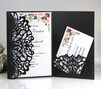

Elegant Hollow Laser Cut Wedding Invitation Card Greeting Card Customize Business With RSVP Card Party Supplies