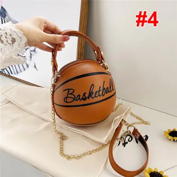 

New Design Basketball Shape Hand Bag Fashion Women Chains Handbag Letter Shoulder Bag Female Mini Crossbody Bags Circular Purse