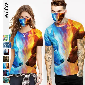 

2020 Digital Printing Couple's Short-Sleeved Top Men's Summer T-shirt Tops & Tees