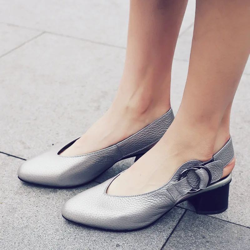 Большие размеры 34-43 Женская обувь из натуральной кожи женские туфли на каблуках Одежда высшего качества осень Для женщин высокие женские каблуки женские туфли-лодочки Дамская обувь большой Размеры 4,5 см