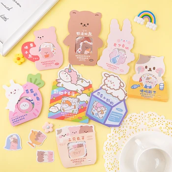 

40 pcs Cream Rabbit and Cocoa Bear Series Decorative Washi Stickers Scrapbooking Stick Label Diary Stationery Album Stickers