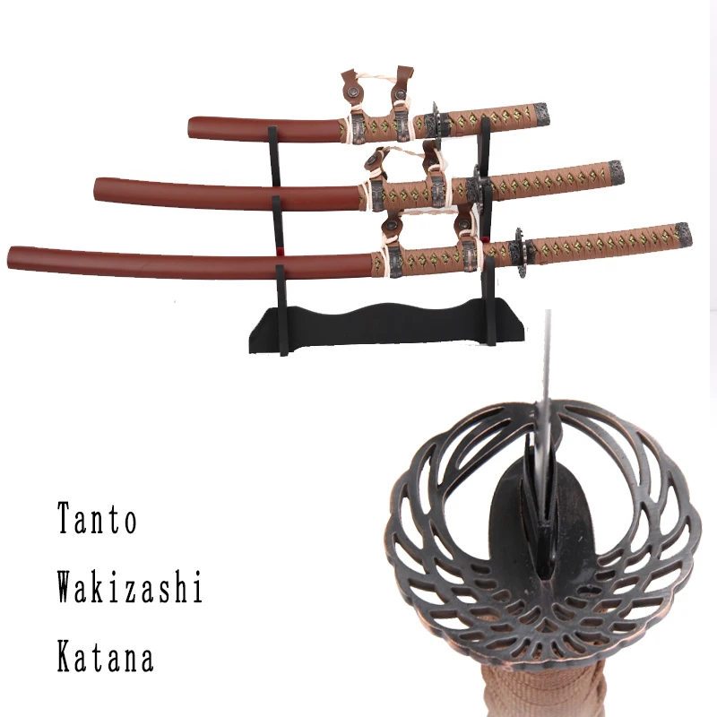 Set swords carbon steel katana sword tanto wakizashi katana three size for choose no sharp