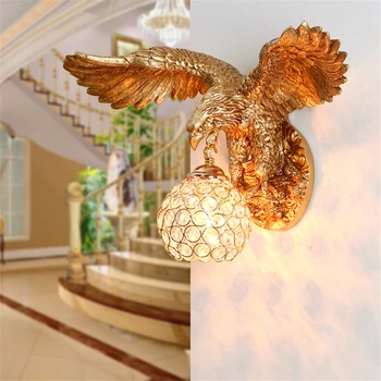 

Nordic Golden Resin Eagle Art Decor Wall Lamp Lighting Modern LED Wall Lights Living Room Corridor Balcony Home Lights Fixtures