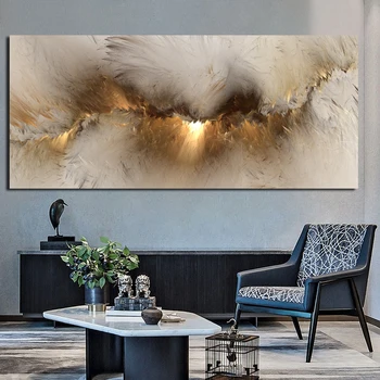 

DDHH Grey Yellow Cloud Abstract Oil Painting Think Independe Wall Picture For Living Room Canvas Modern Art Poster And Print