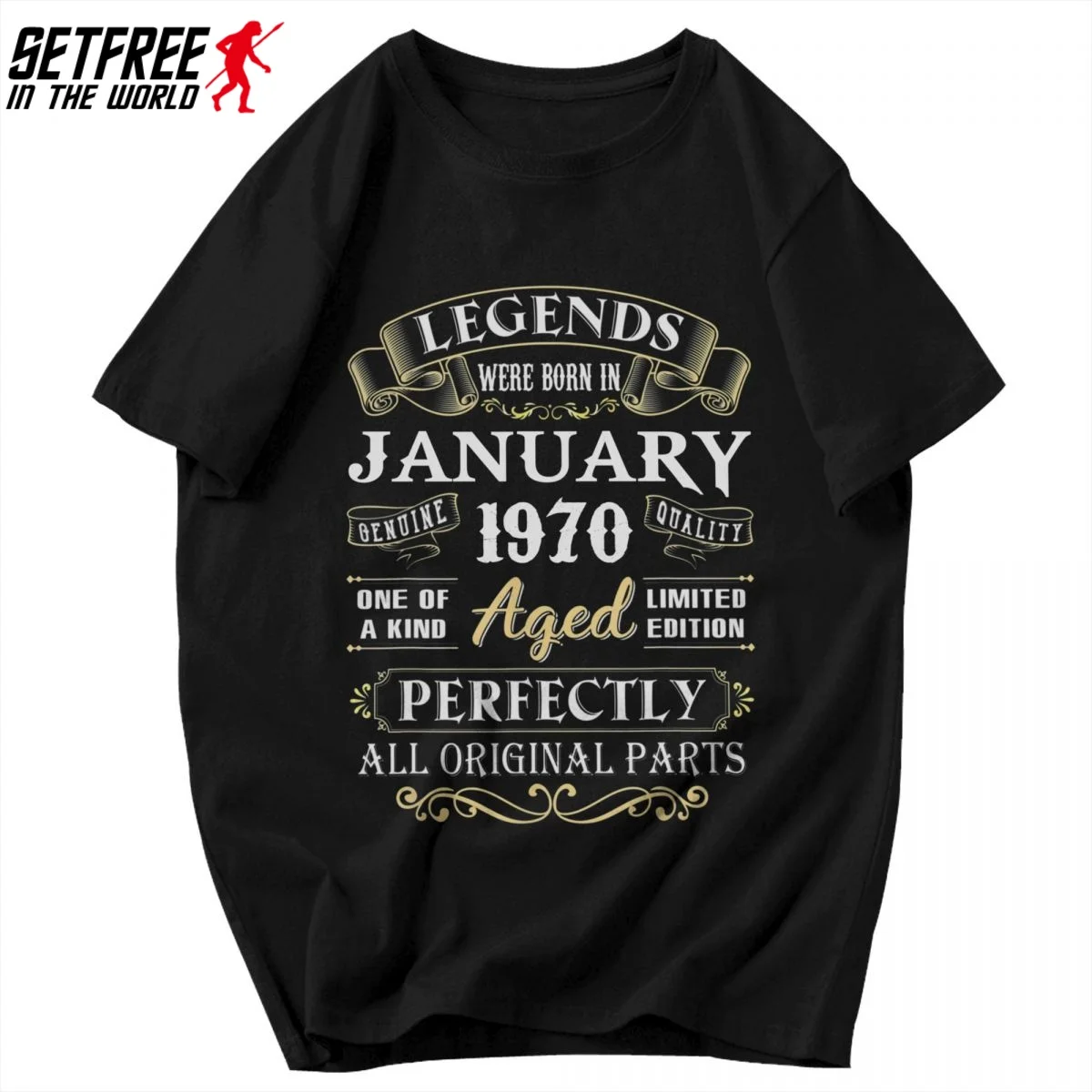 Футболка в стиле Харадзюку с надписью Легенды родились январе 1970 года | Мужская