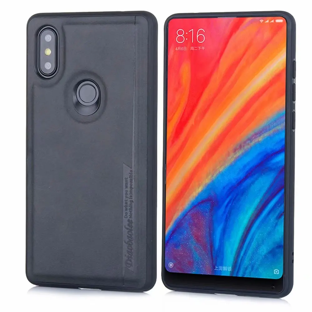 

High quality PU Leather Back Rubber Plastic Bumper Thin Slim Case Cover for xiaomi mi mix 2s