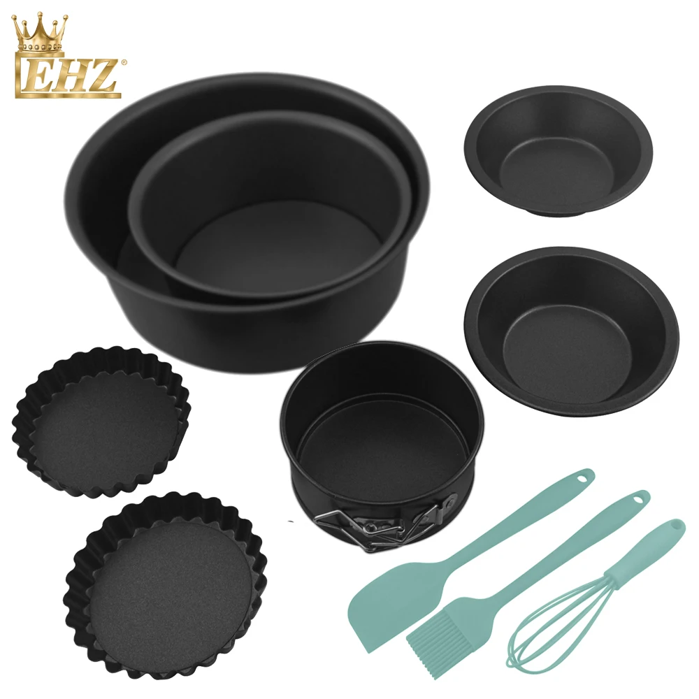 

EHZ Bakeware Set Carbon Steel baking pan Thickening Removable Bottom Egg Tart Various Shape Mould Black Non-stick Baking Tool