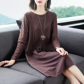 

elegant OL slim long Sweater dress women Thick knit Autumn Winter dress female Slim A-line basic dresses vestidos casual