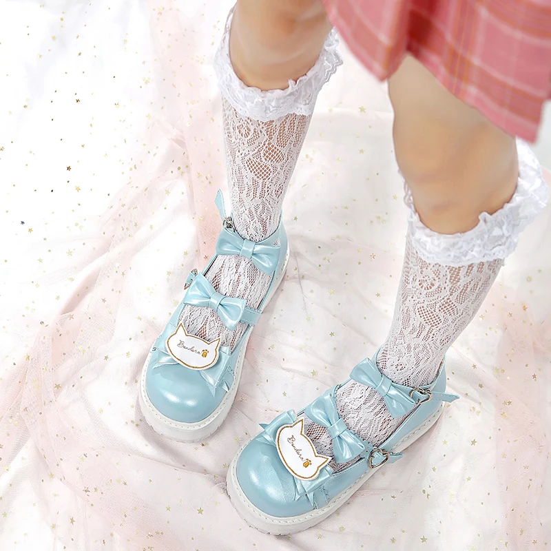 Японский kawaii для девочек; милые туфли в стиле «Лолита» в винтажном стиле; круглый носок, толстый каблук, Женская обувь милые, с котиком, с бантом, обувь kawaii лоли для костюмированной вечеринки