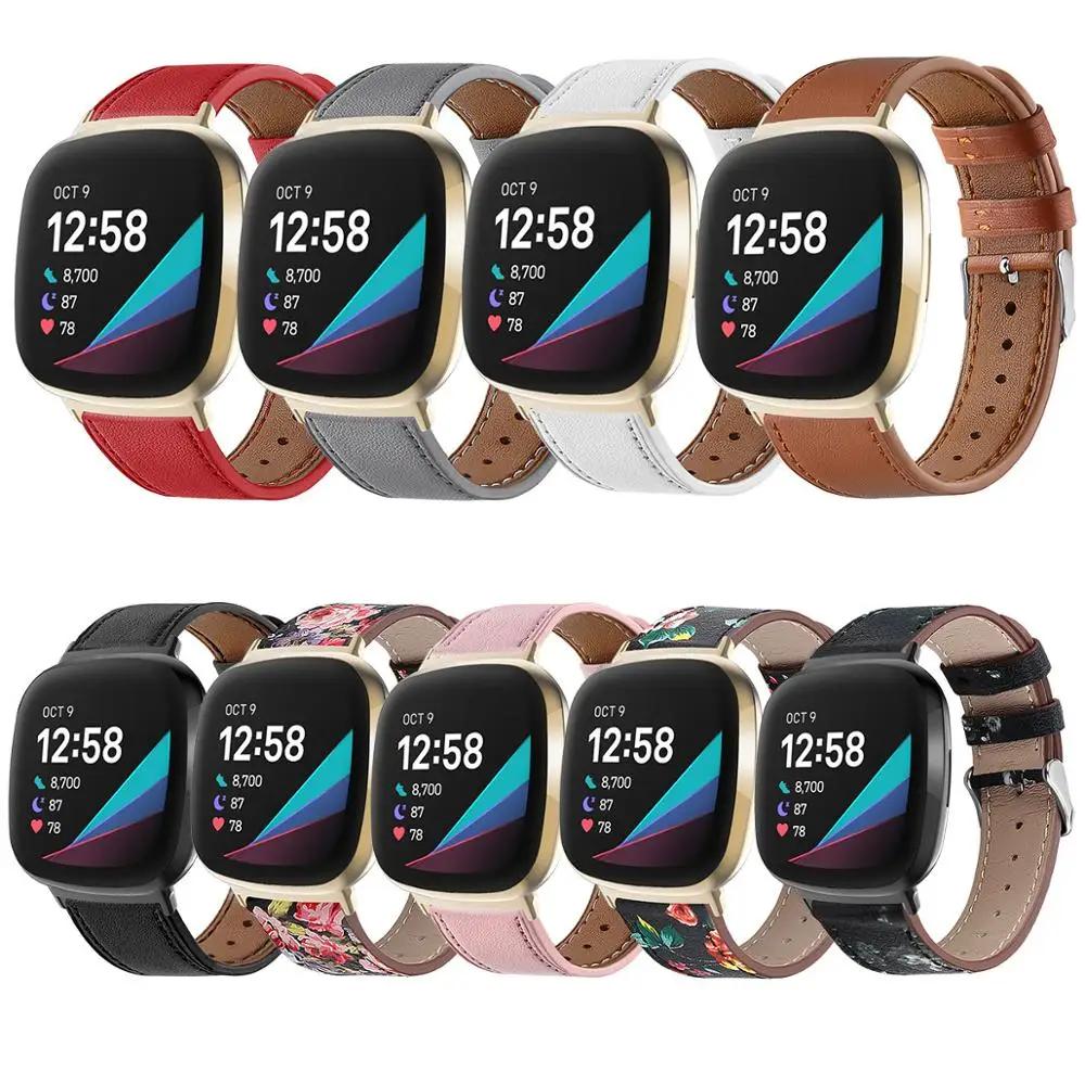 Per Fitbit Versa 3 Smart Watch In Pelle A Doppia Faccia Cinghia Di Ricambio Per Fitbit Versa 3/Per Fitbit Senso Smart Watch Fascia