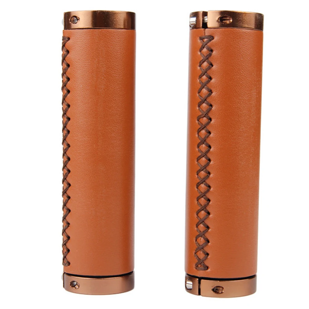 

1 Pair Anti Slip Mountain Protective Cover Cycling Bicycle Hand-stitched Easy Install PU Leather Bike Handle Grip Soft Outdoor