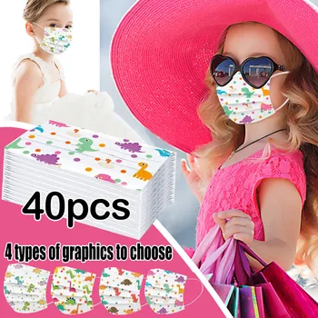 

40PC Children's mask Disposable Face Mask In rial 3Ply Ear Loop Cloth Mouth Mask Reuseable Mouth Mask Washable Face Mask Mouth