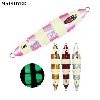 

MADDIVER100g 200g Lead Metal Sinker Jigging Lure Slow Pitch Sinking Jig Sea Artificial Fishing Bait Saltwater Ocean glow