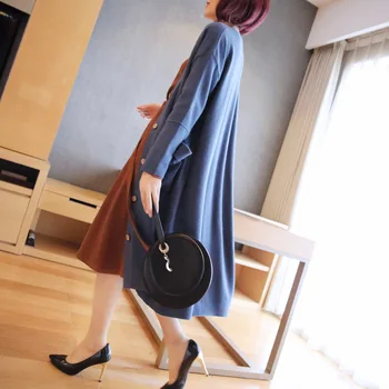 

Large Size Long Sleeve Sweater for Autumn and Winter OL Sweater Coat Blouse Long