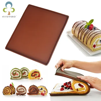 

1PC Swiss Roll Mat Non-stick Silicone Oven Mat Rice Roll Cake Pad Cake Rolling Maker Baking Tray Pad Kitchen Bakeware Tool ZXH