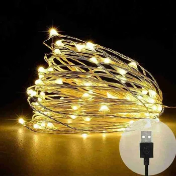 

50LED 100LED String Lights USB Waterproof Copper Wire Garland Fairy Lights For Christmas Party Decoration Party With 4 Colors