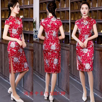 

10 style Sexy Short Print Slim Qipao Chinese Traditional Women Dress Vintage Lady Sexy Cheongsam Plus Size 4XL