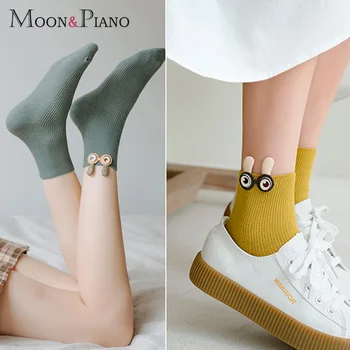 

Cute Cartoon Socks Cute Big Eyes Funny Creative Woman Candy Color Personality Fashion College Style Ladies Socks Autumn Warmth