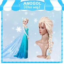 Anogol, Эльза, Анна, Русалочка, Игра престолов, длинные натуральные волнистые, блонд, коричневый, Плетеный, золотой, красный, синтетические парики для косплея