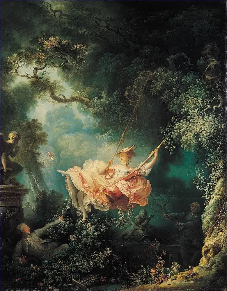 

3 Hand Painted Art Paintings by College Teachers - The Swing Rococo eroticism Jean-Honoré Fragonard - Oil Painting on Canvas