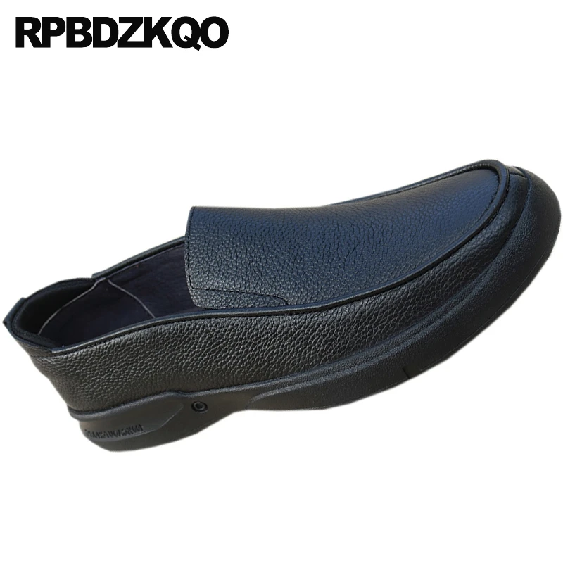 casual soft shoes british style men designer leather loafers spring brand waterproof black slip on comfort driving flats